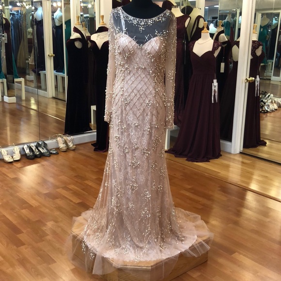 blush color formal dresses